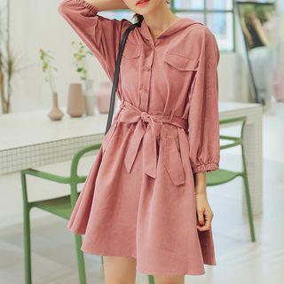 3/4-sleeve Mini A-line Hoodie Dress