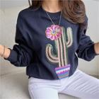 Sequined-cactus Cotton Sweatshirt