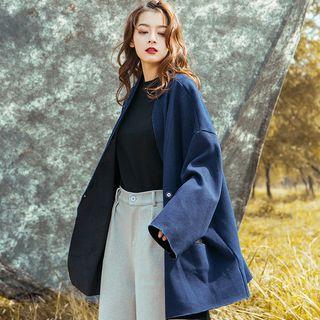 Single Button Denim Jacket Blue - One Size