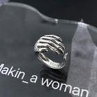 Skeleton Palm Alloy Open Ring Silver - One Size