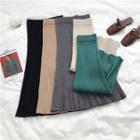 A-line Rib Knit Midi Skirt