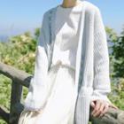 Lace-up Open Front Chunky Cardigan Gray - One Size