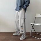 Embroidered Cargo Straight-cut Pants