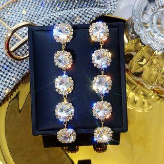 Rhinestone Dangle Earring 1 Pair - 5 Of Circle Rhinestone Crystal - One Size