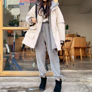 Inset Hoodie Slit-detail Safari Jacket