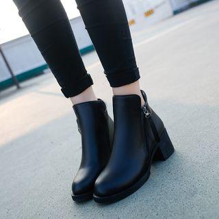 Block-heel Zip Ankle Boots
