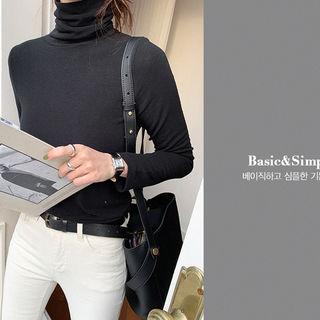 Wool Blend Slim-fit Turtleneck Top
