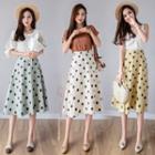 High-waist Polka Dot A-line Skirt