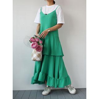 Spaghetti Strap Layered Long Dress