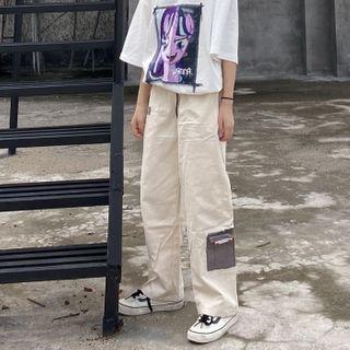 Couple Matching Color Block Wide-leg Pants