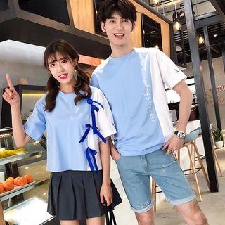 Couple Matching Short-sleeve T-shirt / Pleated Skirt