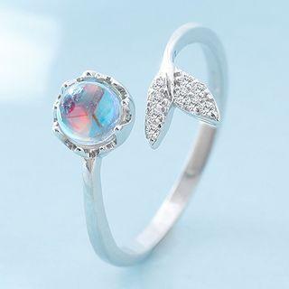 925 Sterling Silver Moonstone Mermaid Tail Open Ring As Shown In Figure - One Size