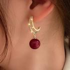 Bead Drop Earring 1 Pair - Silver Pin - Faux Pearl - Red - One Size