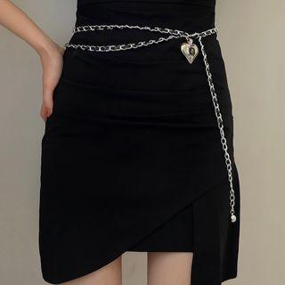 Heart Pendant Faux Pearl Waist Chain