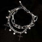 Cross & Chain Layered Bracelet E440 - As Shown In Figure - One Size