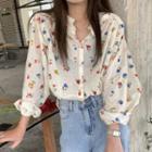 Long-sleeve Floral Shirt Off-white - One Size