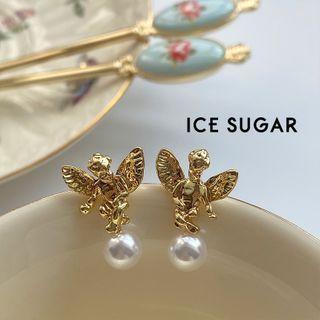 Faux Pearl Angel Earring / Clip On Earring