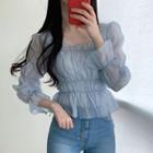 See-through Square-neck Blouse