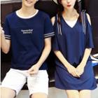 Couple Matching Short-sleeve T-shirt / Cold Shoulder Short-sleeve T-shirt Dress