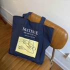 Cartoon Print Tote Bag Dark Blue - One Size