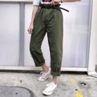 High-waist Straight-cut Pants With Belt