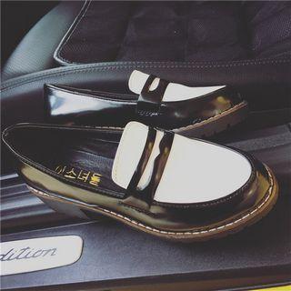 Chunky-heel Paneled Loafers
