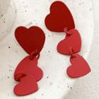 Heart Ear Stud Red - One Size