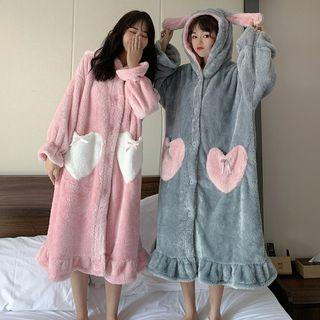 Oversize Rabbit Ear Coral Fleece Robe