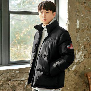 Funnel-neck Appliqu  Puffer Jacket