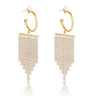 Rhinestone Stainless Steel Fringed Earring