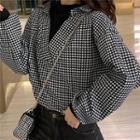 Mock Two-tone Houndstooth Shirt