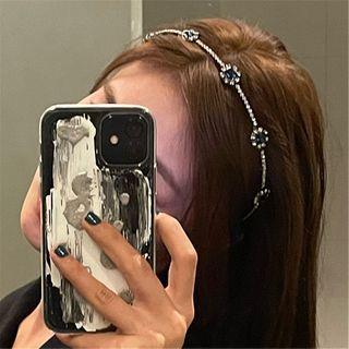 Rhinestone Headband Blue Rhinestone - Silver - One Size