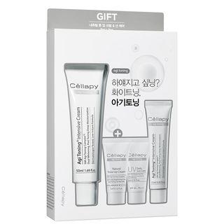Cellapy - Agi Toning Intensive Cream Set: Cream 50ml + 15ml + Natural Tone Up Cream 15ml + Uv Daily Sun Care Spf50+ Pa+++ 5ml 4pcs