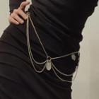 Layered Faux Crystal Charm Chain Waist Belt Gold & Silver - One Size