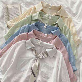 Set: Short-sleeve Shirt + Striped Neck Tie