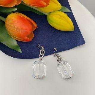 Faux-crystal Drop Earrings Silver - One Size