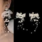 Bow Beaded Drop Earring 1 Pair - White - One Size