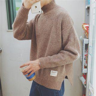 Mock Turtleneck Applique Sweater