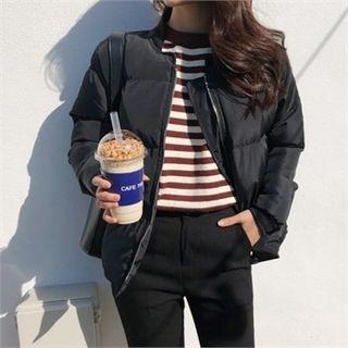 Zip-up Padded Flight Jacket Black - One Size
