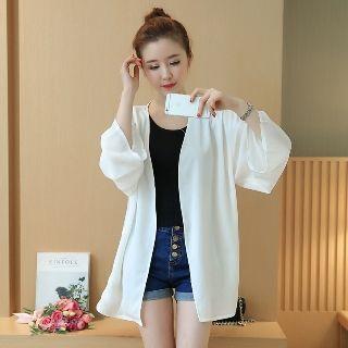 Long-sleeve Plain Light Cardigan