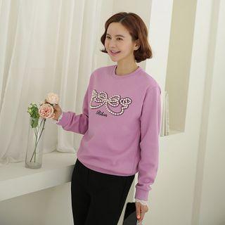 Beaded Beribboned Sweatshirt