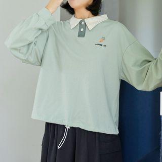 Embroidered Polo Pullover Green - One Size