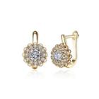 Brilliant Plated Champagne Gold Flower Earrings With Cubic Zircon Champagne - One Size