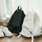 Zip-side Buckled Canvas Backpack