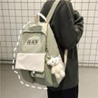 Nylon Embroidered Color Block Backpack