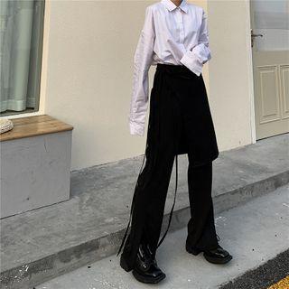 Shirt / Midi A-line Skirt / Wide-leg Pants / Set