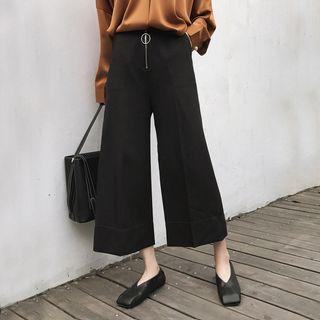 Ring-accent Cropped Straight-cut Pants