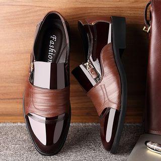 Pointed Panel Zipper Loafers