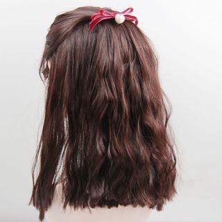 Pom Pom Velvet Bow Hair Clip