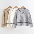 Lace-up Cable-knit Sweater